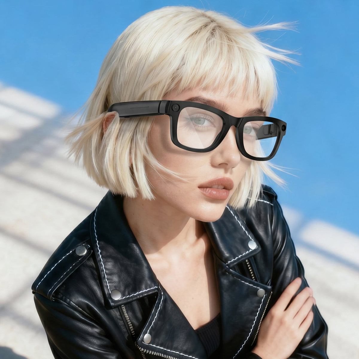 AI Smart Glasses with Camera，electrichromic Lenses，Anti-Shake  & 8MP Photo Capture,1080P Video,  AI Image Recognition, Voice Help, 139+ Translation, Open-Ear Audio for Travel&Vlog